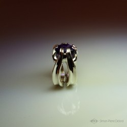 "Flower of Eternity", High Jewelry Ring, Amethyst, Lost wax technique. Arts and Crafts, Fantasy Exobiology, Direct carving art