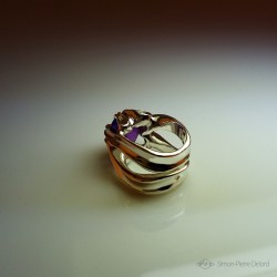 "Flower of Eternity", High Jewelry Ring, Amethyst, Lost wax technique. Arts and Crafts, Fantasy Exobiology, Direct carving art