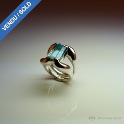 "Celestial Purity", High Jewelry Ring, Blue Topaz, Lost wax technique. Arts and Crafts