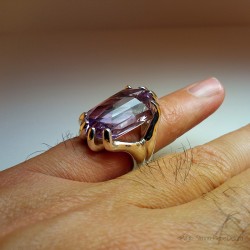 "Conscious Perception", Jewelry women Ring, Amethyst, Lost wax technique. Arts and Crafts, Surrealism, Direct carving art