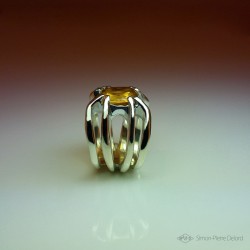 Jewelery creation: Ring "Heart of Star", Arts and Crafts Jeweler, Citrine. Lost wax, Direct carving art