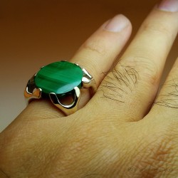 Jewelery creation: Ring "Canopy", Arts and Crafts Jeweler, Malachite. Lost wax, Direct carving art