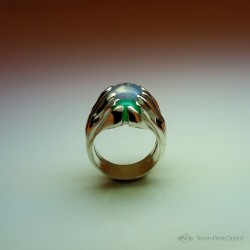 Jewelery creation: Ring "Immortal Nature", Arts and Crafts Jeweler, Moonstone and Green Chalcedony. Lost wax