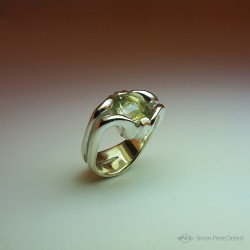 Jewelery creation: Ring "Comet", Arts and Crafts Jeweler, Lemon Quartz. Lost wax, Direct carving art