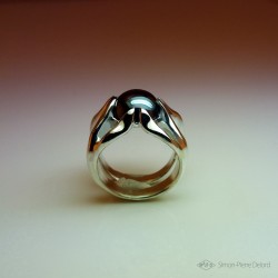 Jewelery creation: Ring "Sacred Stone", Arts and Crafts Jeweler, Hematite. Lost wax, Direct carving art