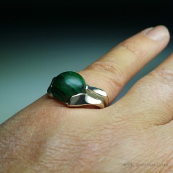 Jewelery creation: Ring "Green Planet", Arts and Crafts Jeweler, Malachite. Lost wax. Jeweler creator
