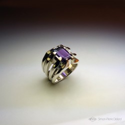 "Conscious Balance", High Jewelry Ring, Amethyst, Lost wax technique. Arts and Crafts, Fantasy, Direct carving art