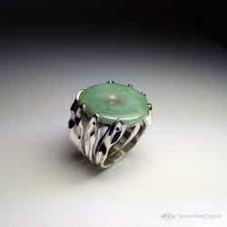 Jewelery creation: Ring "Celestial Portal", Arts and Crafts Jeweler, Jade. Lost wax. Jeweler designer