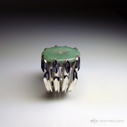Jewelery creation: Ring "Celestial Portal", Arts and Crafts Jeweler, Jade. Lost wax. Jeweler designer
