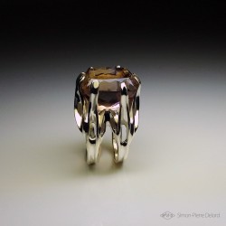 Jewelery creation: Ring "Flower of Harmony", Arts and Crafts Jeweler, Ametrine. Lost wax. Jeweler designer