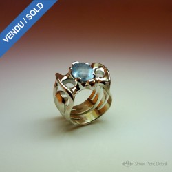 Jewelery creation: Ring "Flagship", Arts and Crafts Jeweler, Topaz. Lost wax, Direct carving art