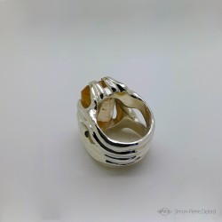 Jewelery creation: Ring "Muon", Arts and Crafts Jeweler, Rutilated quartz. Lost wax. Jeweler designer