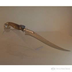 "Primordial Reptile" High Jewelry Knife. Bolster and pommel in Argentium. Side view