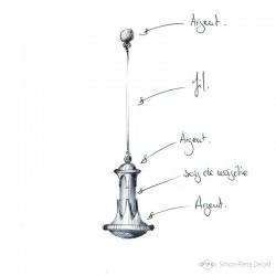 "Low Frequencies" High Jewelry Dowsing Pendulum, Argentium, Hazelnut Made in France, Sp Delord