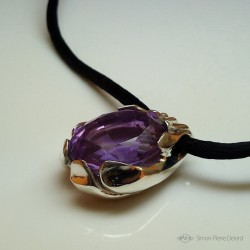 "The Enchanted Sleigh", Pendant in Argentium and Amethyst, High Jewelry. Lost wax. Crafts. Fantastic world