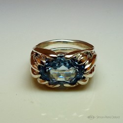 "Celestial Skylight", High Jewelry Ring, Blue Topaz, Lost wax technique