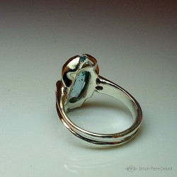 "Flower of Sky", High Jewelry Ring, Blue Topaz, Lost wax technique