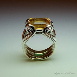 "Solar Undulation", High Jewelry Ring, Golden yellow citrine, Lost wax technique
