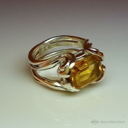 "Solar Undulation", High Jewelry Ring, Golden yellow citrine, Lost wax technique