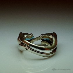 Ring "Water of Life", Jewelery Ring, Blue Lagoon Topaz. Lost wax, Direct carving art. Arts and Crafts