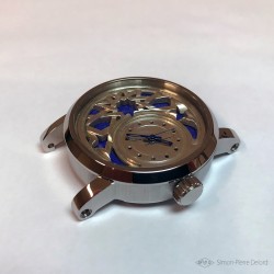 "Zellige", Argentium and Lapis-lazuli watch, Haute Joaillerie watch. Top View