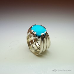 "Elysium", High Jewelry Ring, Turquoise, Lost wax technique. Arts and Crafts