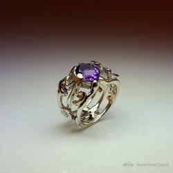 "Miraculous Picking", High Jewelry Ring, Amethyst, Lost wax technique. Arts and Crafts