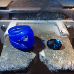 "Encyclical", High Jewelry Ring, Topaz Blue London, Lost wax technique. Arts and Crafts