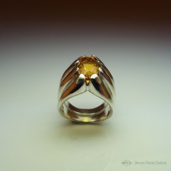 Jewelery creation: Ring "Eternal Torch", Arts and Crafts Jeweler, Citrine. Lost wax, Direct carving art