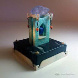"Memento Mori" Lapis Lazuli, Amazonite, Mother of Pearl, Coral and Amethyst. Rear view