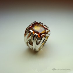 Jewelery creation: Ring "Stone of Light", Arts and Crafts Jeweler, Citrine. Lost wax, Direct carving art