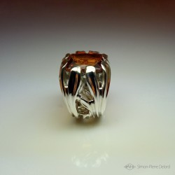 Jewelery creation: Ring "Stone of Light", Arts and Crafts Jeweler, Citrine. Lost wax, Direct carving art