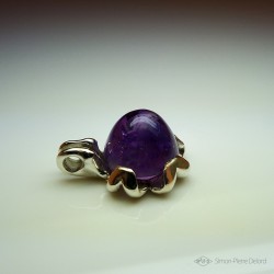 "Tiki", High Jewelry Pendant, Amethyst, Lost wax technique. Arts and Crafts