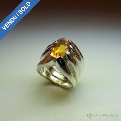 Jewelery creation: Ring "Eternal Torch", Arts and Crafts Jeweler, Citrine. Lost wax, Direct carving art