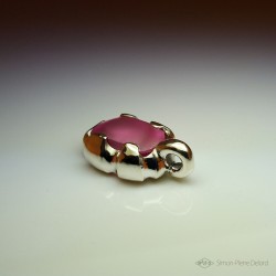 "Eternal Candy", High Jewelry Pendant, Pink topaz, Lost wax technique. Arts and Crafts