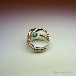 "Drop of Life", High Jewelry Ring, Blue Topaz, Lost wax technique. Arts and Crafts