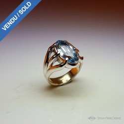 "Poseidon", High Jewelry Ring, Topaz, Lost wax technique. Arts and Crafts